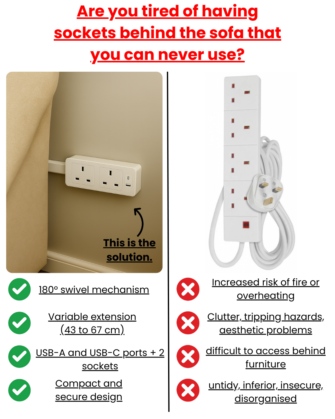 INIA® - The expandable and rotating outlet extender (UK PLUG).